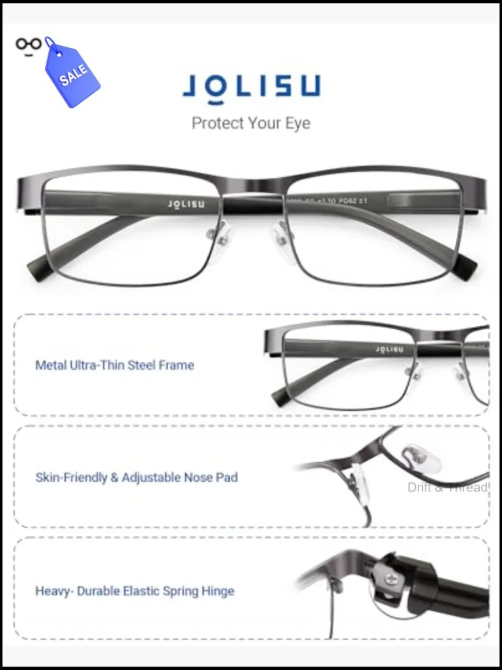 5 Pair Metal Thin Frame Blue Light Blocking Reading Glasses Reading